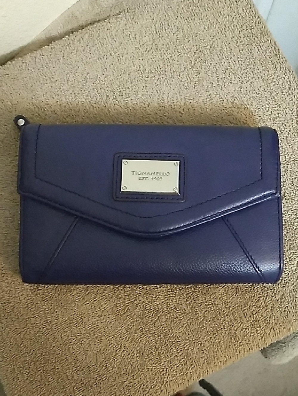 Tignanello Deep Navy Leather Envelope Wristlet